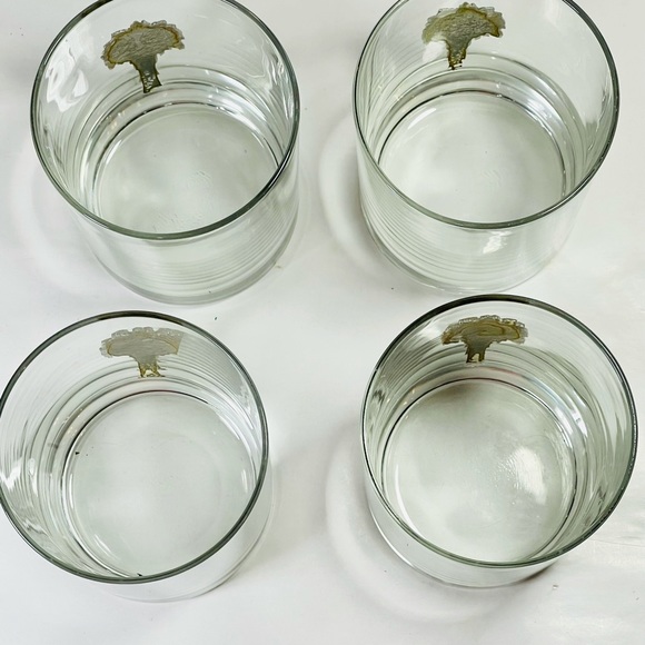 Glass Tumblers with pewter palm trees - set of 4 - Picture 5 of 5